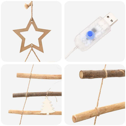 Christmas Tree with 80 LEDs Natural 59.06 in Solid Ash Wood