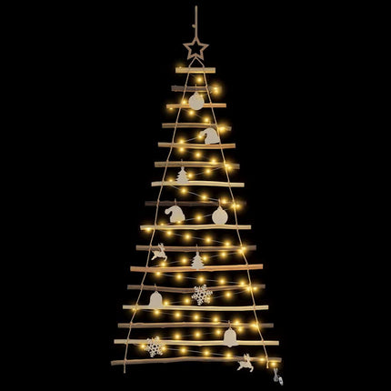Christmas Tree with 80 LEDs Natural 59.06 in Solid Ash Wood