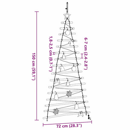 Christmas Tree with 80 LEDs Natural 59.06 in Solid Ash Wood