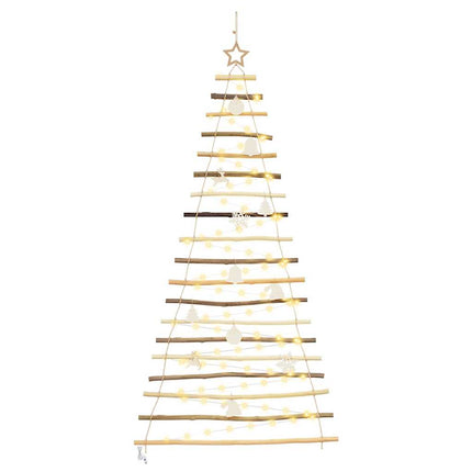 Christmas Tree with 100 LEDs Natural 70.87 in Solid Ash Wood