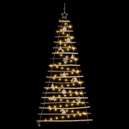 Christmas Tree with 100 LEDs Natural 70.87 in Solid Ash Wood