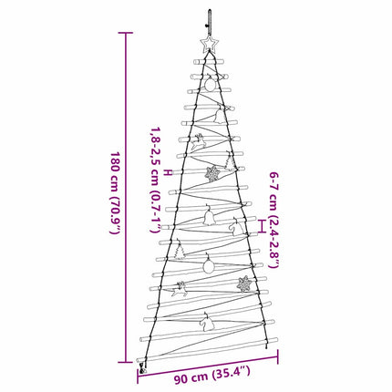 Christmas Tree with 100 LEDs Natural 70.87 in Solid Ash Wood