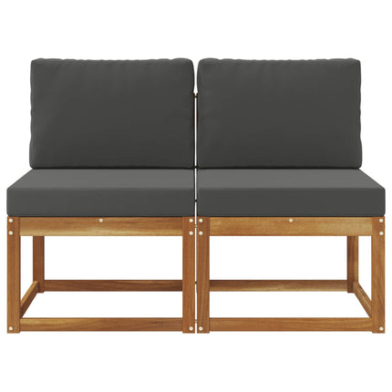 2 Piece Outdoor Middle Sofa Solid Acacia Wood