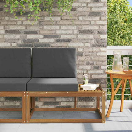 Outdoor End Sofa Natural and Anthracite Solid Acacia Wood