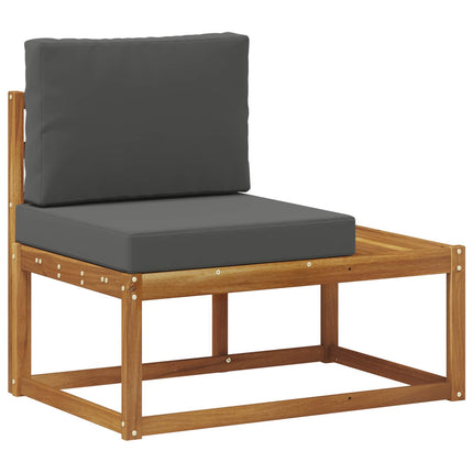 Outdoor End Sofa Natural and Anthracite Solid Acacia Wood