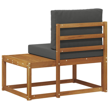 Outdoor End Sofa Natural and Anthracite Solid Acacia Wood