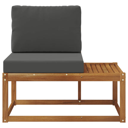 Outdoor End Sofa Natural and Anthracite Solid Acacia Wood