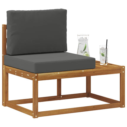 Outdoor End Sofa Natural and Anthracite Solid Acacia Wood