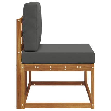 Outdoor End Sofa Natural and Anthracite Solid Acacia Wood