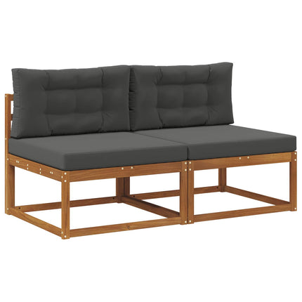 Outdoor Middle Sofa with Cushion 2 Piece Natural