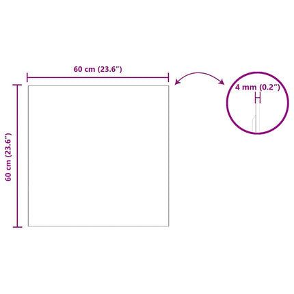 Wall Mirror Square 23.62 x 23.62 in Tempered Glass
