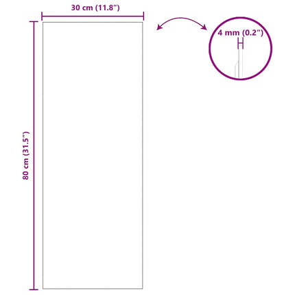 Wall Mirror Rectangular 11.81 x 31.50 in Tempered Glass