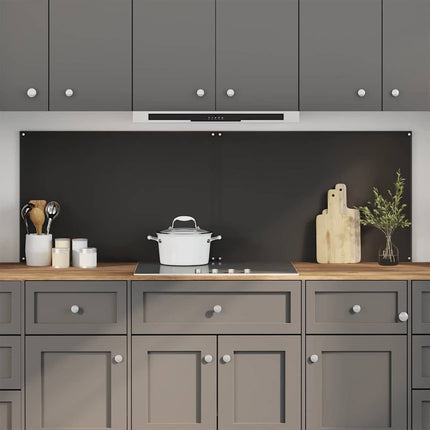 Kitchen Backsplash 2 pcs Black 35.43 x 23.62 in Tempered Glass