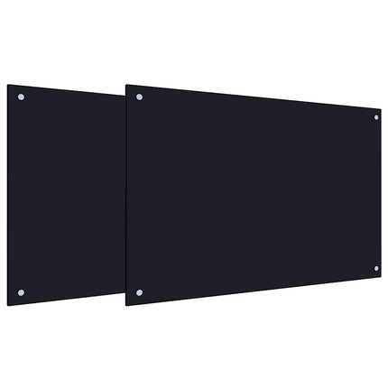 Kitchen Backsplash 2 pcs Black 35.43 x 23.62 in Tempered Glass