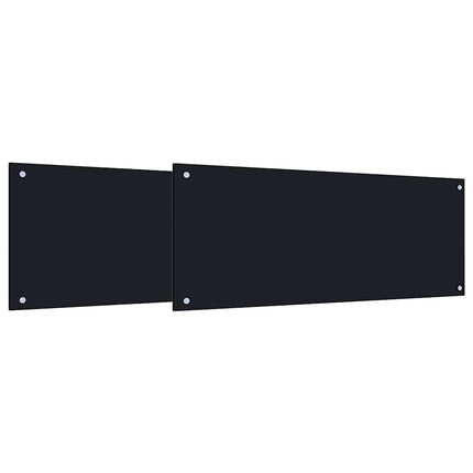 Kitchen Backsplash 2 pcs Black 39.37 x 15.75 in Tempered Glass