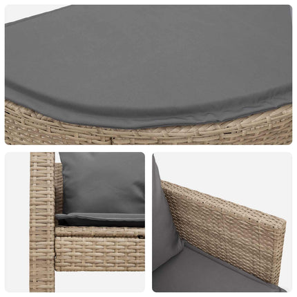 Garden Sofa with Cushion 8 pcs Beige and Light Grey Poly Rattan