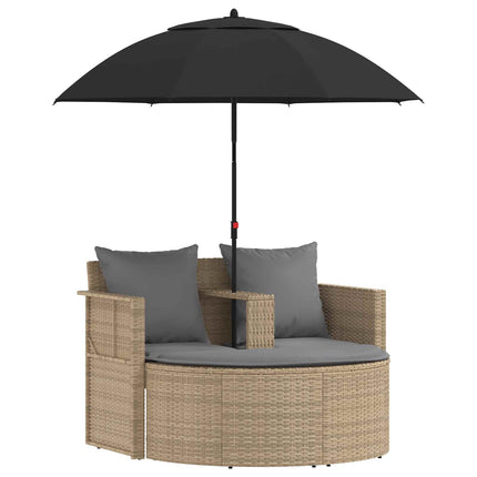 Garden Sofa with Cushion 8 pcs Beige and Light Grey Poly Rattan