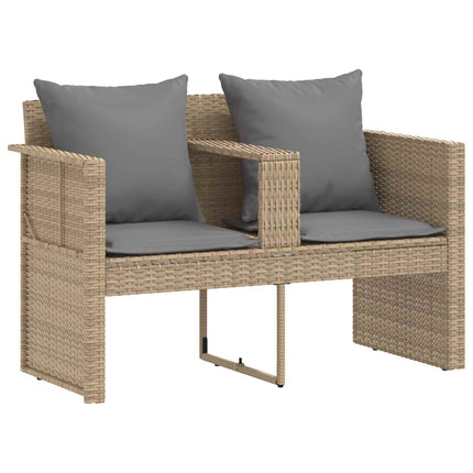 Garden Sofa with Cushion 8 pcs Beige and Light Grey Poly Rattan