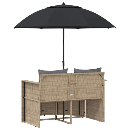 Garden Sofa with Cushion 8 pcs Beige and Light Grey Poly Rattan