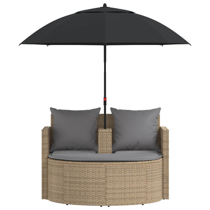 Garden Sofa with Cushion 8 pcs Beige and Light Grey Poly Rattan