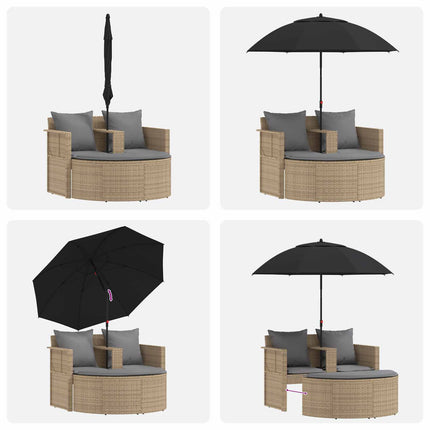 Garden Sofa with Cushion 8 pcs Beige and Light Grey Poly Rattan