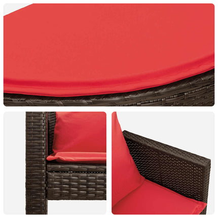 Garden Sofa Brown and Red 66.14 x 66.14 x 70.87 in Poly Rattan