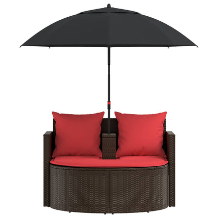 Garden Sofa Brown and Red 66.14 x 66.14 x 70.87 in Poly Rattan