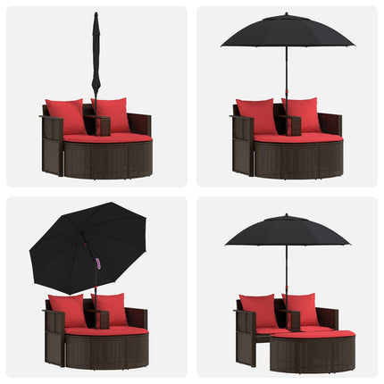Garden Sofa Brown and Red 66.14 x 66.14 x 70.87 in Poly Rattan