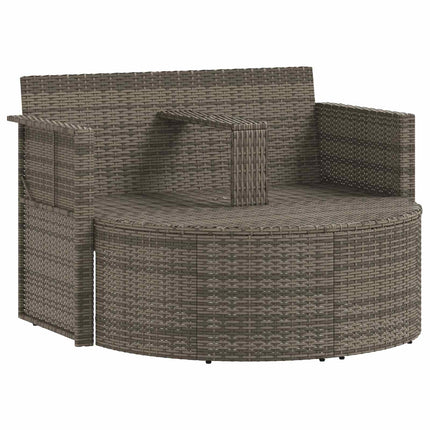 Garden Sofa with Cushion 8 pcs Grey and Navy Blue Poly Rattan