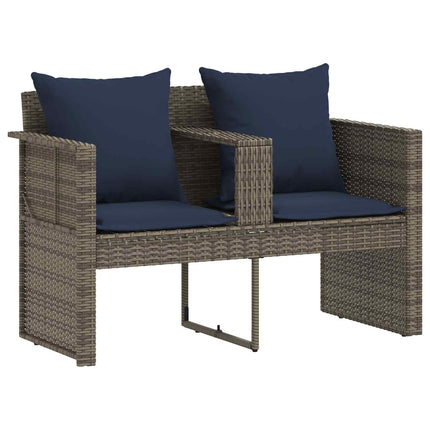 Garden Sofa with Cushion 8 pcs Grey and Navy Blue Poly Rattan