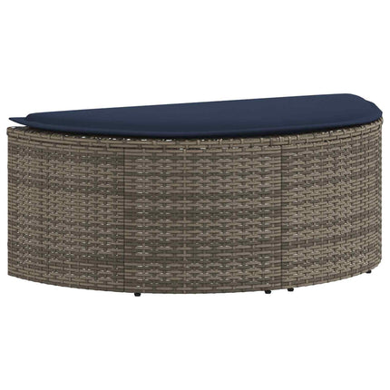 Garden Sofa with Cushion 8 pcs Grey and Navy Blue Poly Rattan