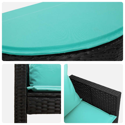 Garden Sofa with Cushion 8 pcs Black and Turquoise Poly Rattan