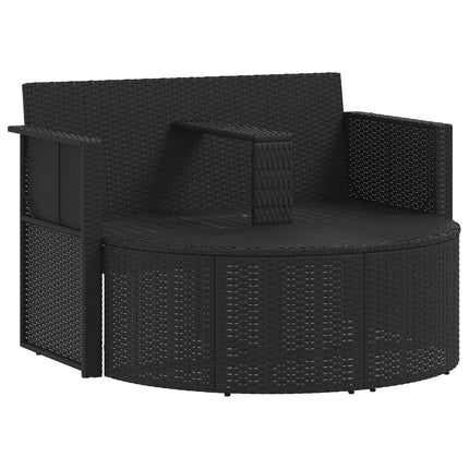 Garden Sofa with Cushion 8 pcs Black and Turquoise Poly Rattan