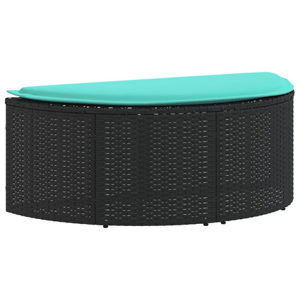 Garden Sofa with Cushion 8 pcs Black and Turquoise Poly Rattan