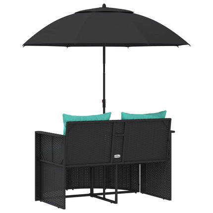 Garden Sofa with Cushion 8 pcs Black and Turquoise Poly Rattan