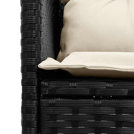 Garden Sofa Set with Cushion 2 pcs Black and Cream Poly Rattan