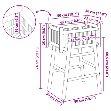 Garden Planter with Holder Natural 19.69 x 14.96 x 29.13 in