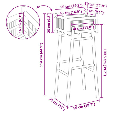 Garden Planter with Holder Natural 19.69 x 14.96 x 44.88 in