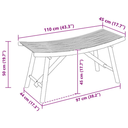 Garden Bench Natural 43.31 x 17.72 x 19.69 in Bamboo