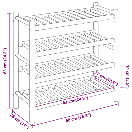 Shoe Rack with Shelf Natural 26.77 x 11.02 x 24.80 in Bamboo