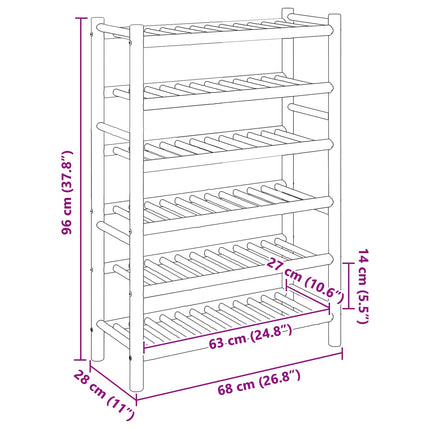 Shoe Rack with Shelf Natural 26.77 x 11.02 x 37.80 in Bamboo