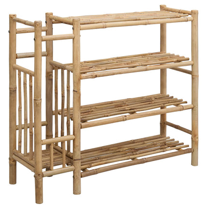 Shoe Rack with Shelf Natural 34.65 x 10.63 x 31.50 in Bamboo