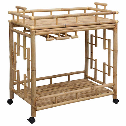 Wine Trolley with Wheels Natural 33.46 x 19.69 x 36.61 in