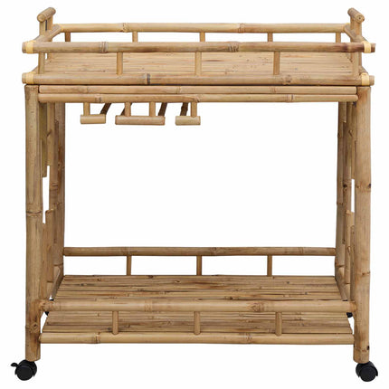 Wine Trolley with Wheels Natural 33.46 x 19.69 x 36.61 in