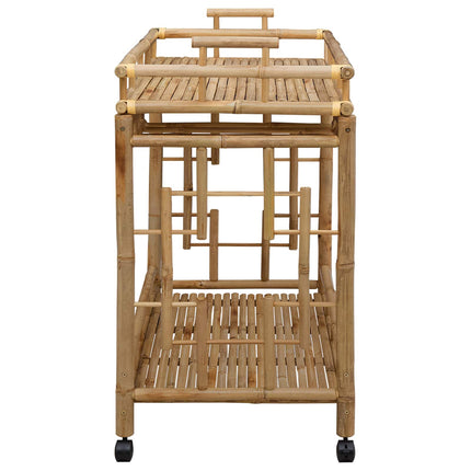 Wine Trolley with Wheels Natural 33.46 x 19.69 x 36.61 in