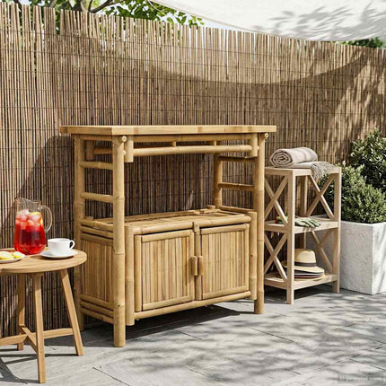 Console Table with Door Natural 31.50 x 13.78 x 29.53 in Bamboo