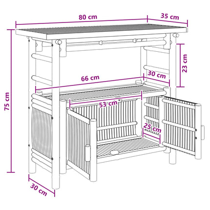 Console Table with Door Natural 31.50 x 13.78 x 29.53 in Bamboo