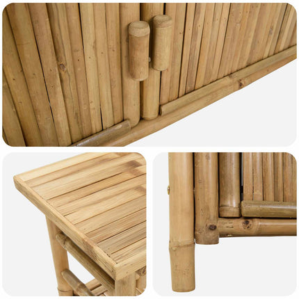 Console Table with Door Natural 43.31 x 13.78 x 29.53 in Bamboo