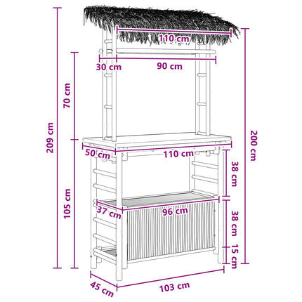 Outdoor Bar Table Natural 43.31 x 19.69 x 82.28 in Bamboo