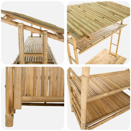 Outdoor Bar Table with Storage Natural 110 x 50 x 210 cm Bamboo